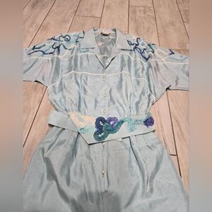 80s 90s Vintage Nomi Rubenstein Romper Playsuit Small Matching Detachable Belt